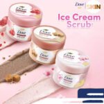 Dove Body Scrub Ice Cream Exfoliate Moisturizing Skin Vitamin E Pomegranate 280g